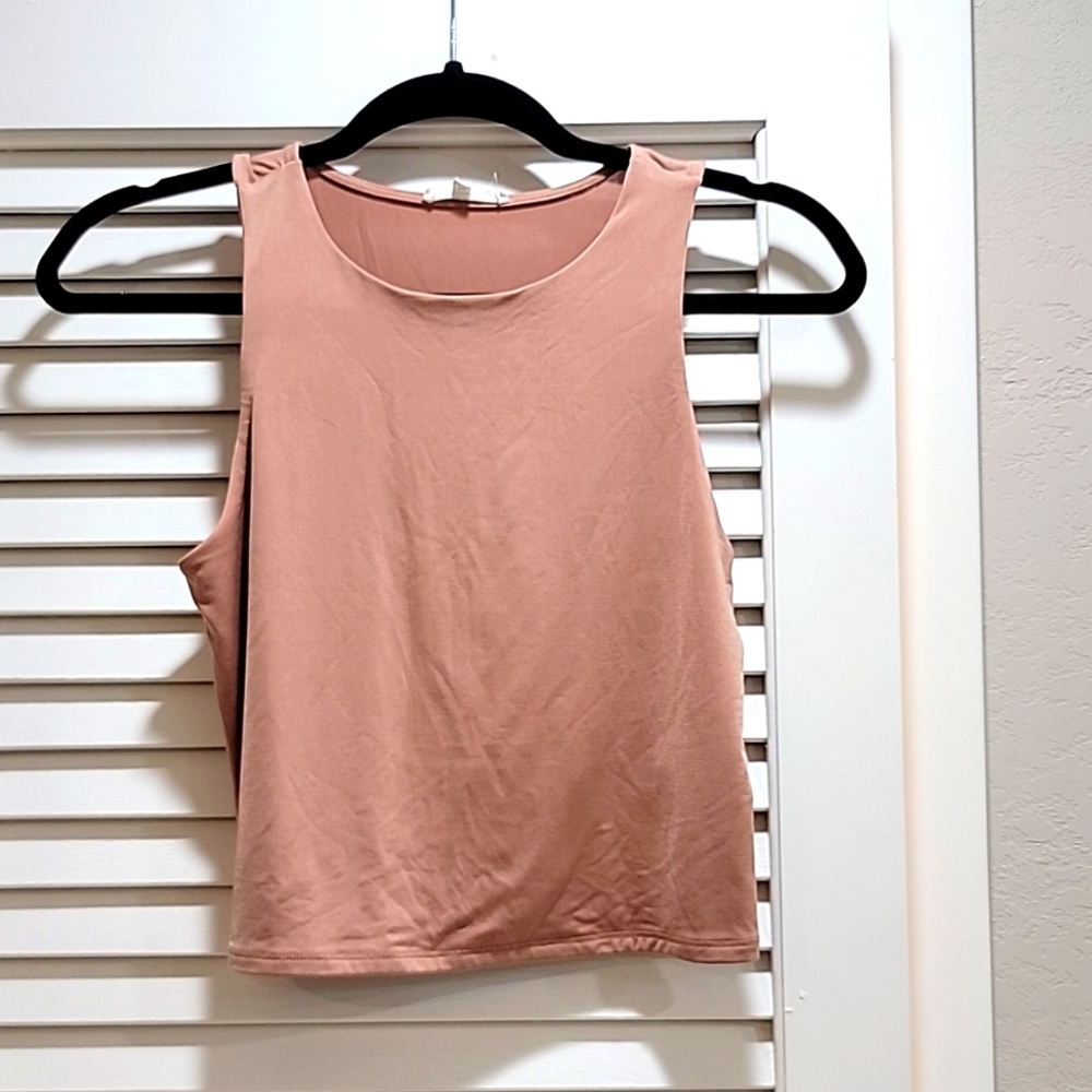 Nude Blush Pink Crop Tank and Grey Racer Back Crop Tank